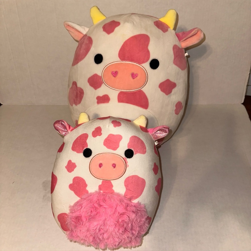 Evangelica the Cow Squishmallow Plus Valentines Cow Cute! Pink cow plush